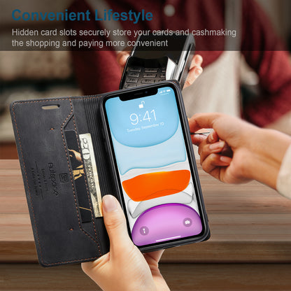 AUTSPACE Retro iPhone 11 Leather Case Magnetic