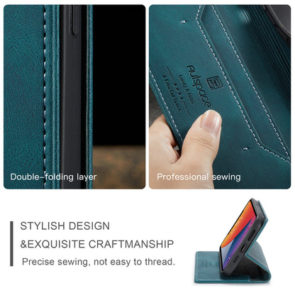 AUTSPACE Retro iPhone 12 Pro Leather Case Magnetic