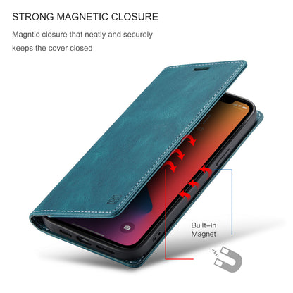 AUTSPACE Retro iPhone 12 Pro Leather Case Magnetic