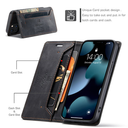 AUTSPACE Retro iPhone 15 Plus Leather Case Magnetic