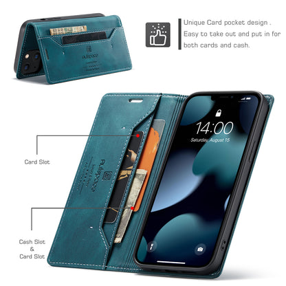 AUTSPACE Retro iPhone 13 Pro Leather Case Magnetic