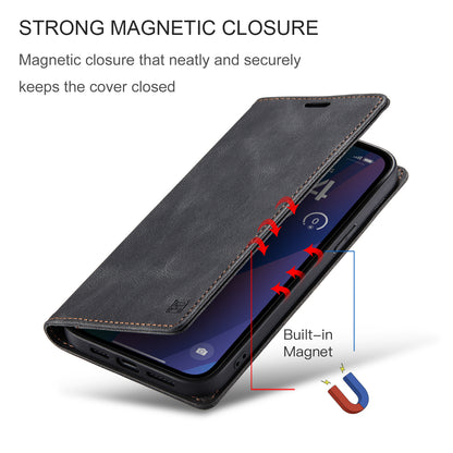 AUTSPACE Retro iPhone 16 Leather Case Magnetic