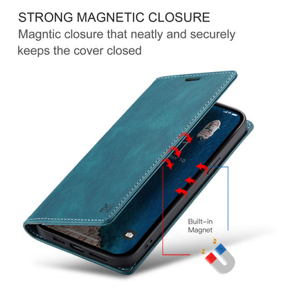 AUTSPACE Retro iPhone 15 Pro Leather Case Magnetic