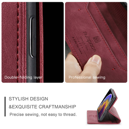 AUTSPACE Retro iPhone Xs Max Leather Case Magnetic