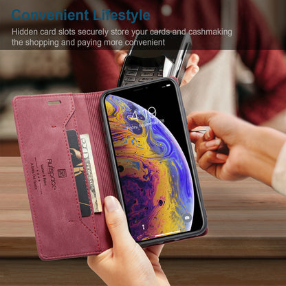 AUTSPACE Retro iPhone Xs Max Leather Case Magnetic