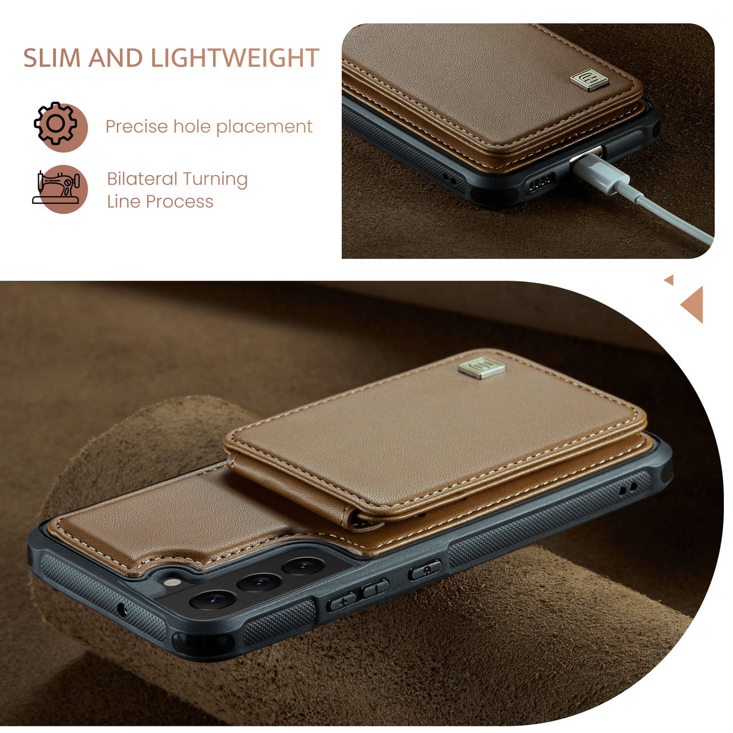 AUTSPACE Flip Card Holder Galaxy S21 Leather Case