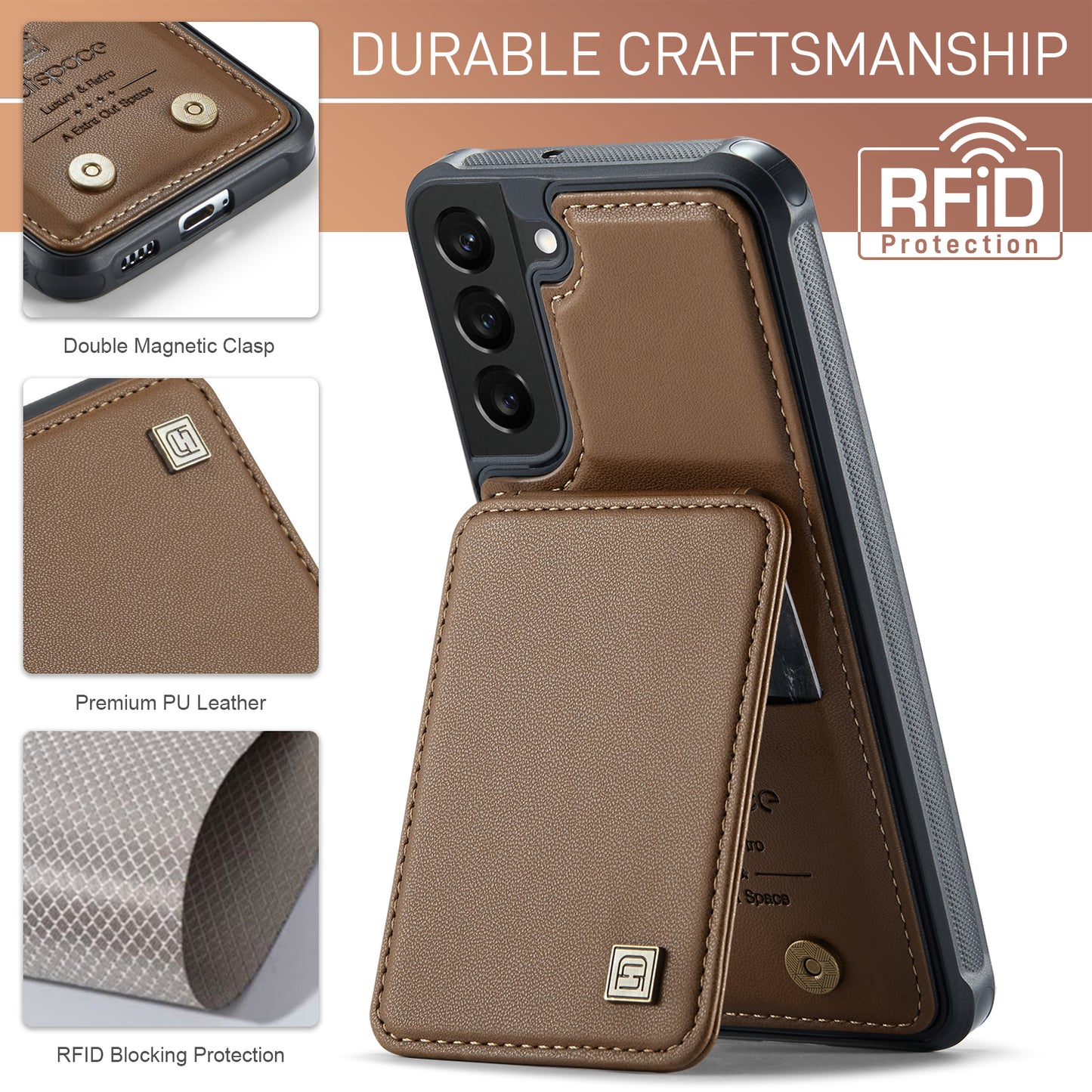 AUTSPACE Flip Card Holder Galaxy S21 Leather Case