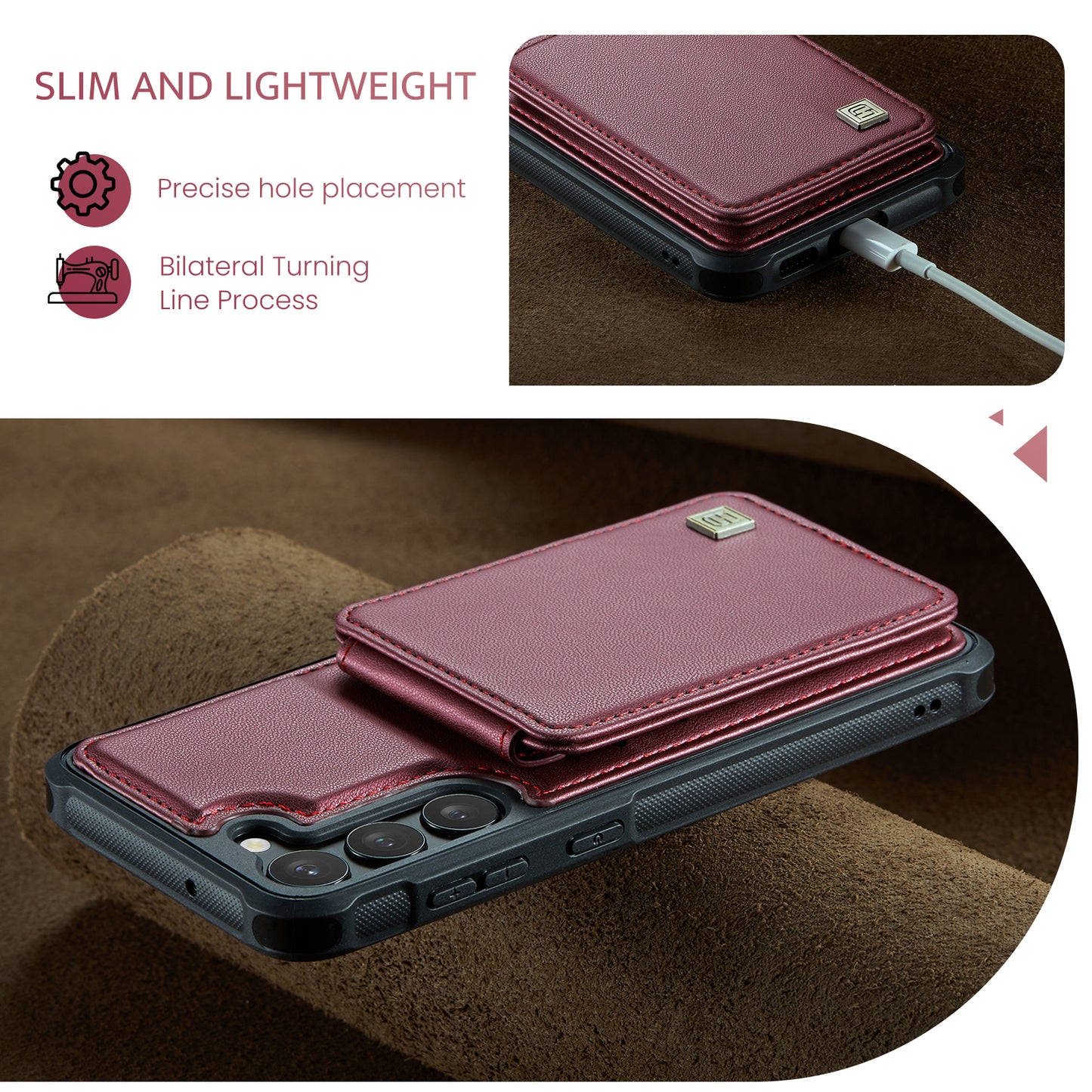 AUTSPACE Flip Card Holder Galaxy S23 Leather Case