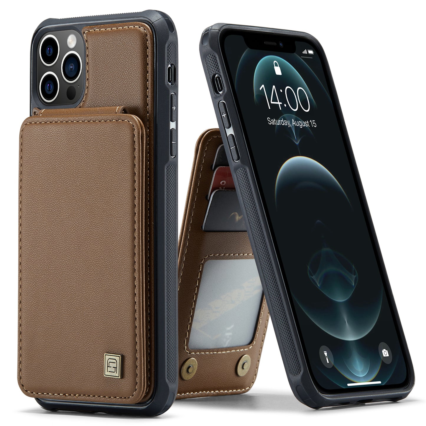 AUTSPACE Flip Card Holder iPhone 12 Mini Leather Case