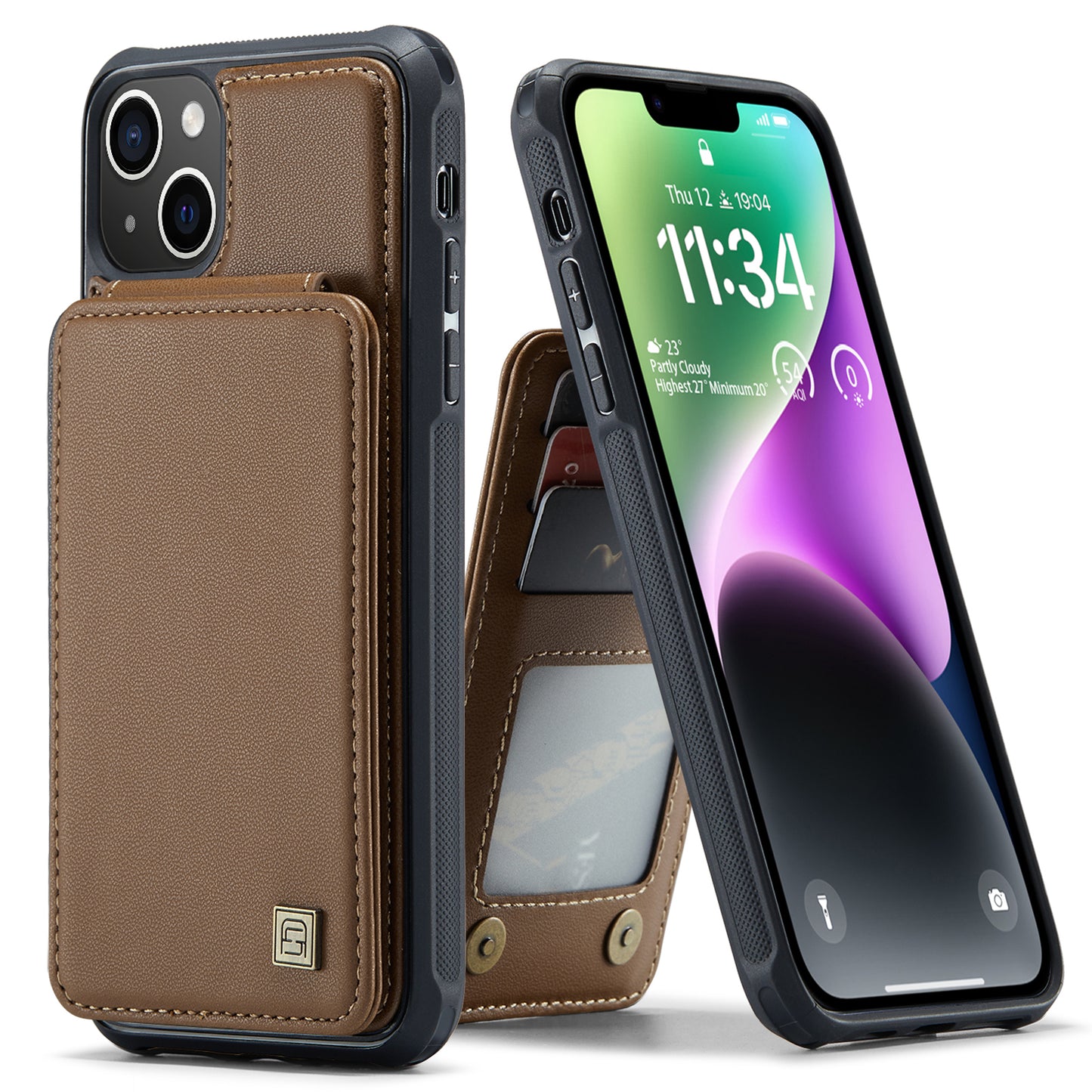 AUTSPACE Flip Card Holder iPhone 16 Plus Leather Case