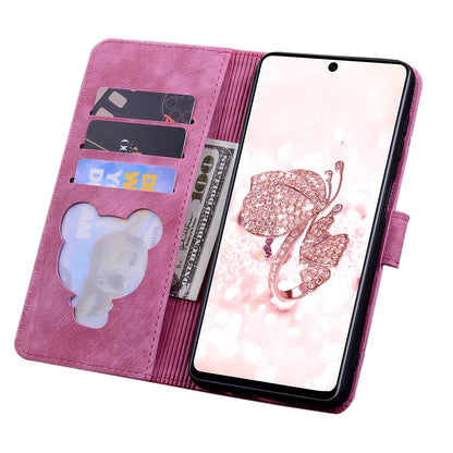 Cat Cherry Blossoms Galaxy S22+ Grils Case Retro Leather Embossing Wallet Stand