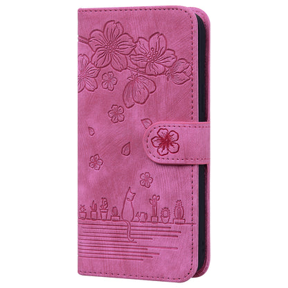 Cat Cherry Blossoms iPhone 11 Pro Grils Case Retro Leather Embossing Wallet Stand