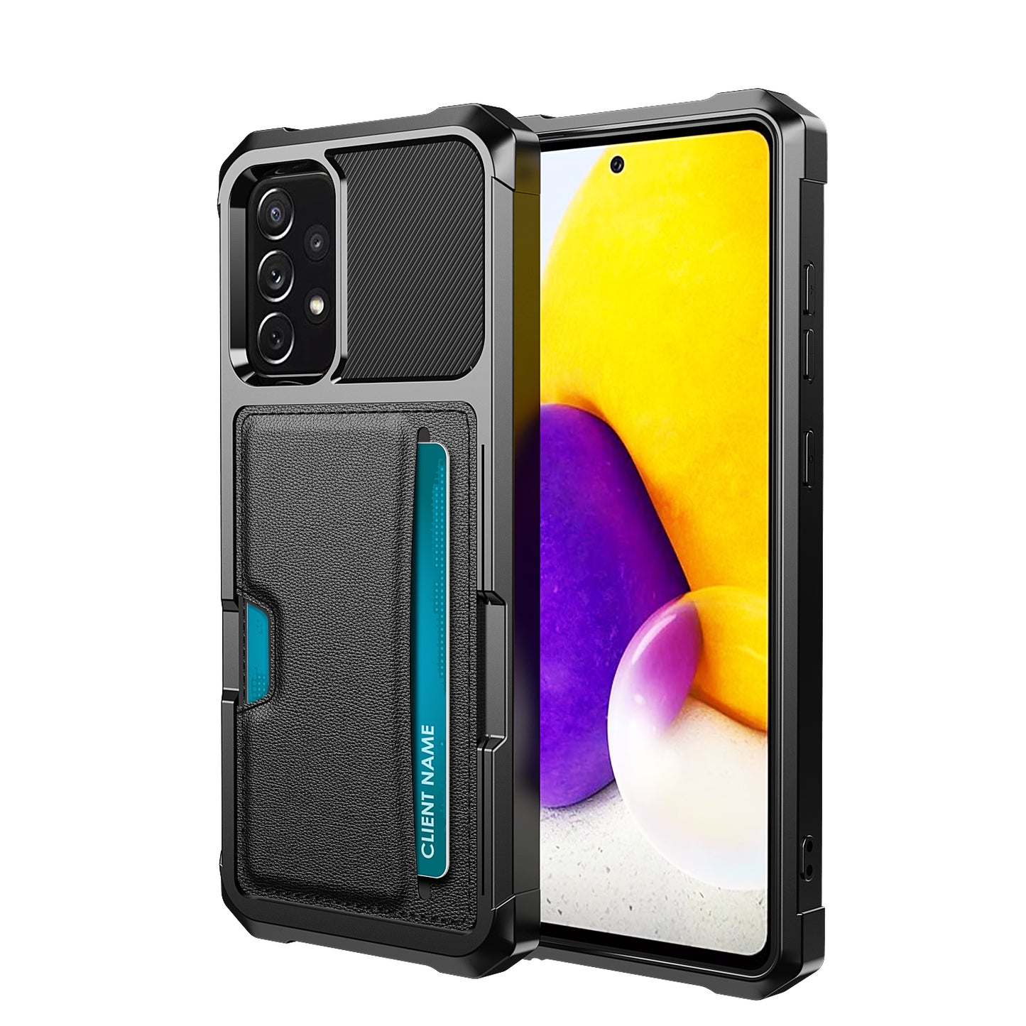 Car Magnetism Galaxy A72 TPU Cover with Leather Card Holder Slim