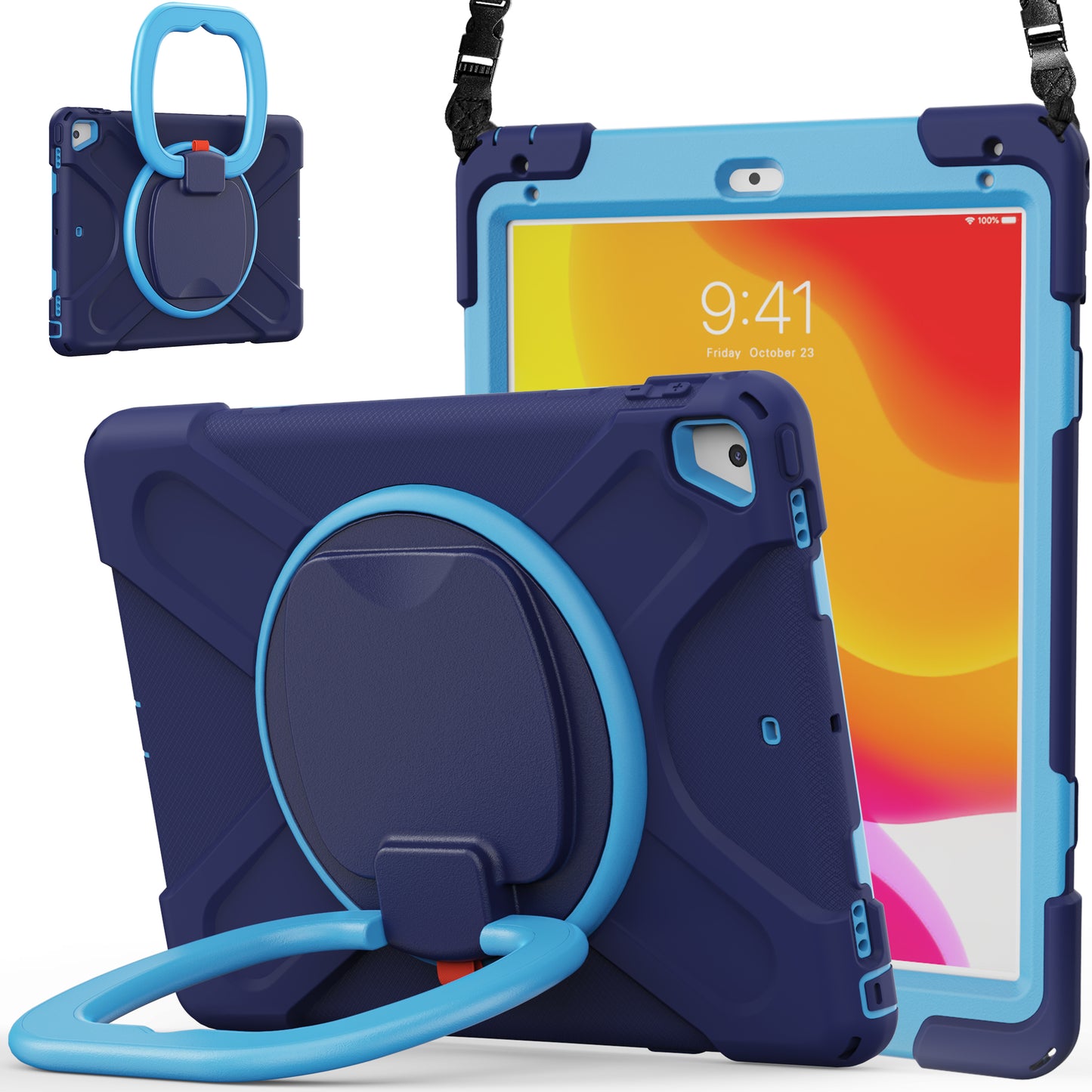 Pirate Box iPad 5 Case Hook Stand Rotating with Hand Holder Shoulder Strap