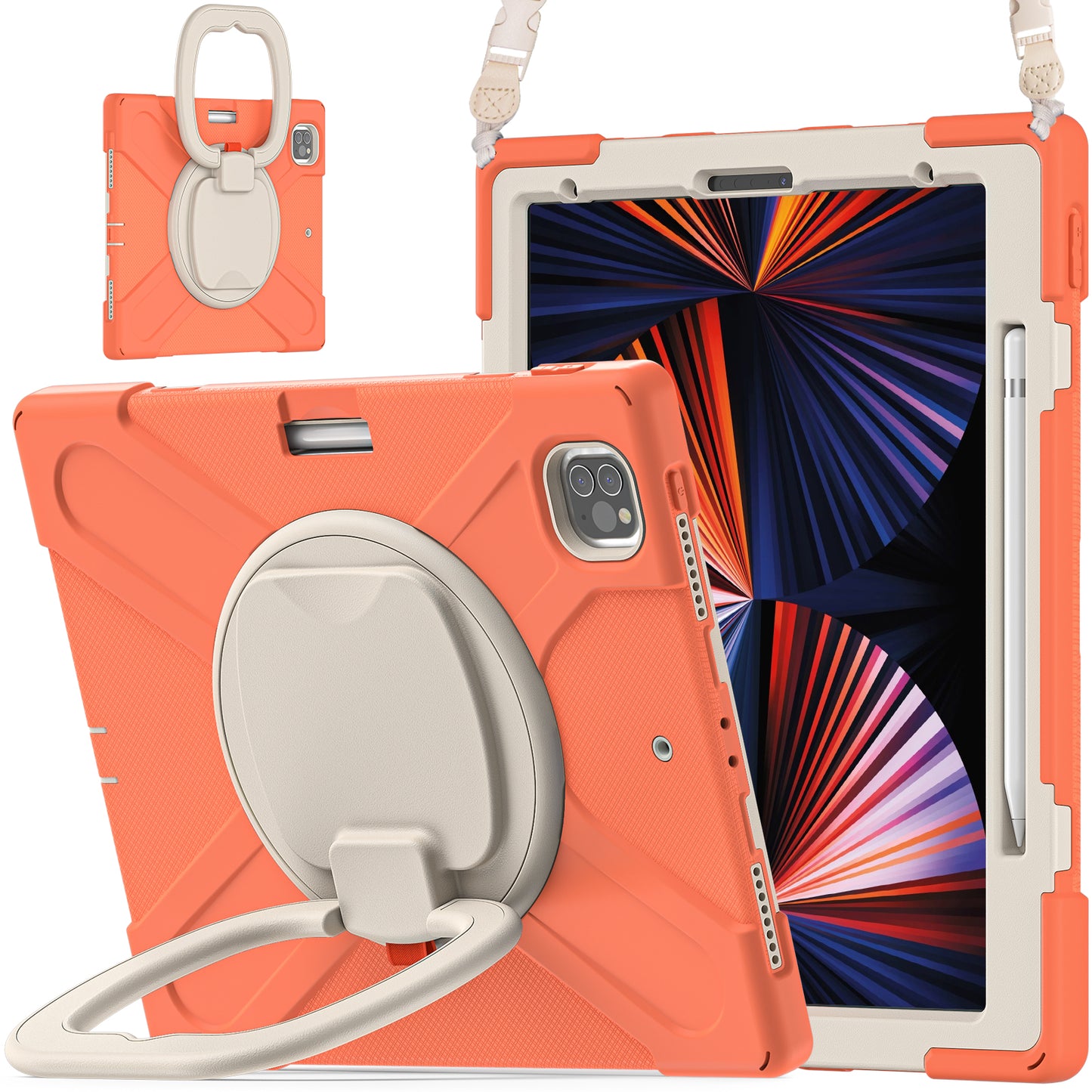 Pirate Box iPad Pro 12.9 (2018) Case Hook Stand Rotating with Hand Holder Shoulder Strap