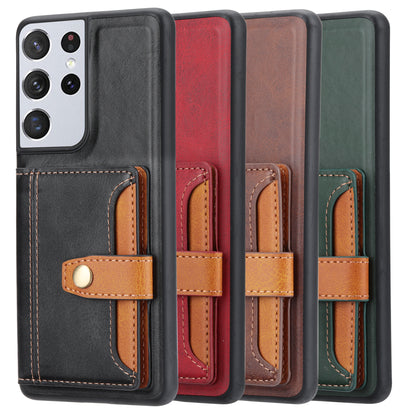 BOYU Buckle Cards Pocket Galaxy S21 Ultra Leather Case