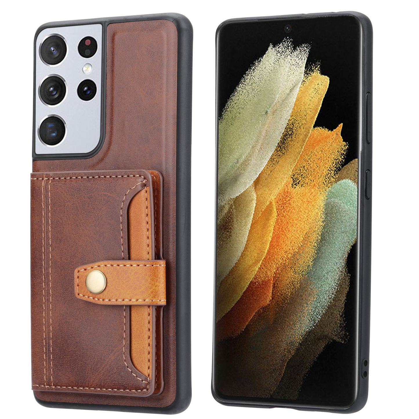 BOYU Buckle Cards Pocket Galaxy S21 Ultra Leather Case