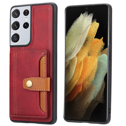 BOYU Buckle Cards Pocket Galaxy S21 Ultra Leather Case