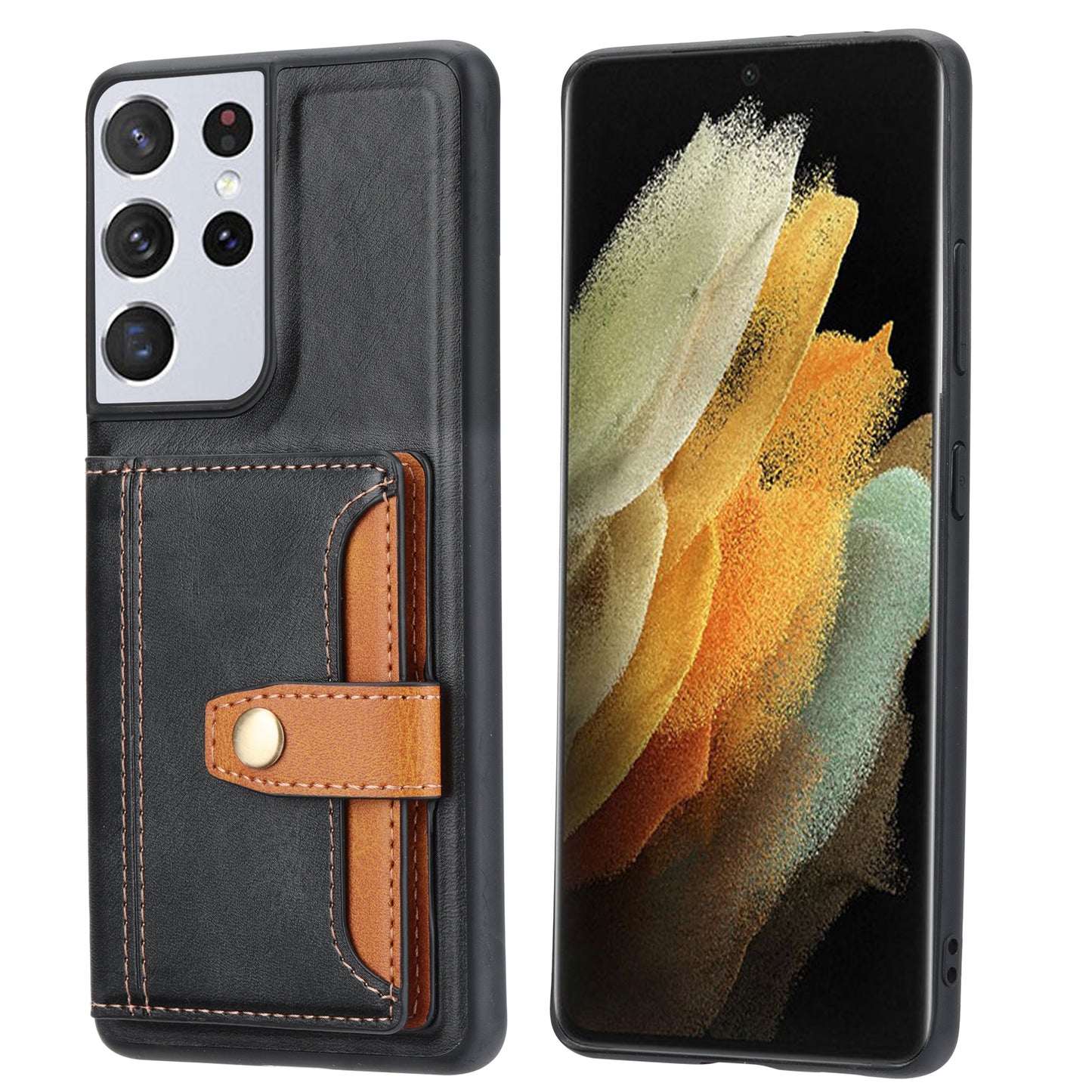 BOYU Buckle Cards Pocket Galaxy S21 Ultra Leather Case