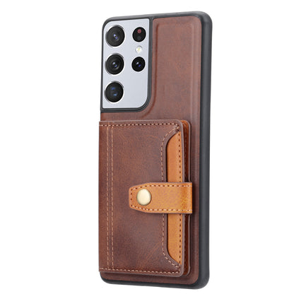 BOYU Buckle Cards Pocket Galaxy S21 Ultra Leather Case