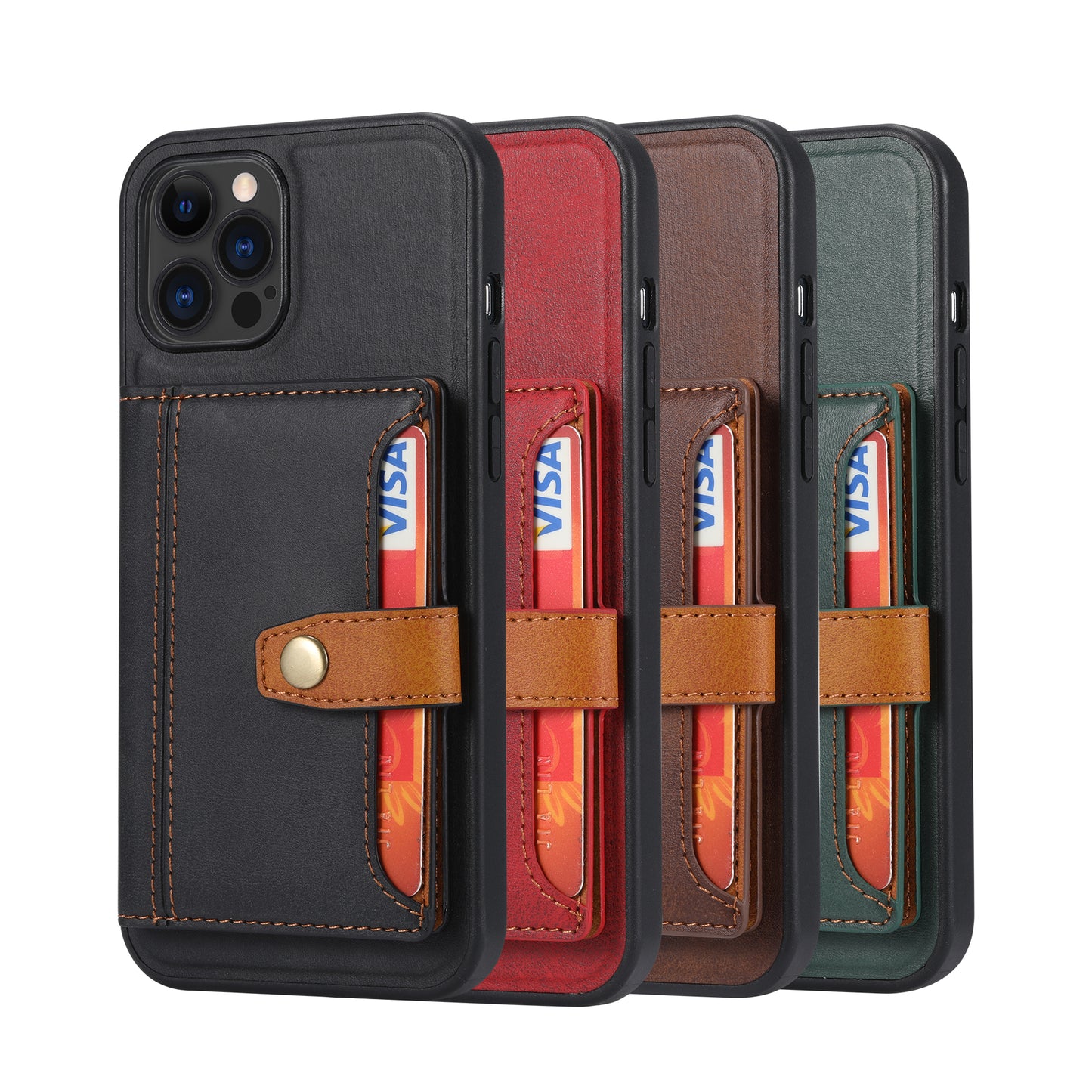 BOYU Buckle Cards Pocket iPhone 12 Leather Case