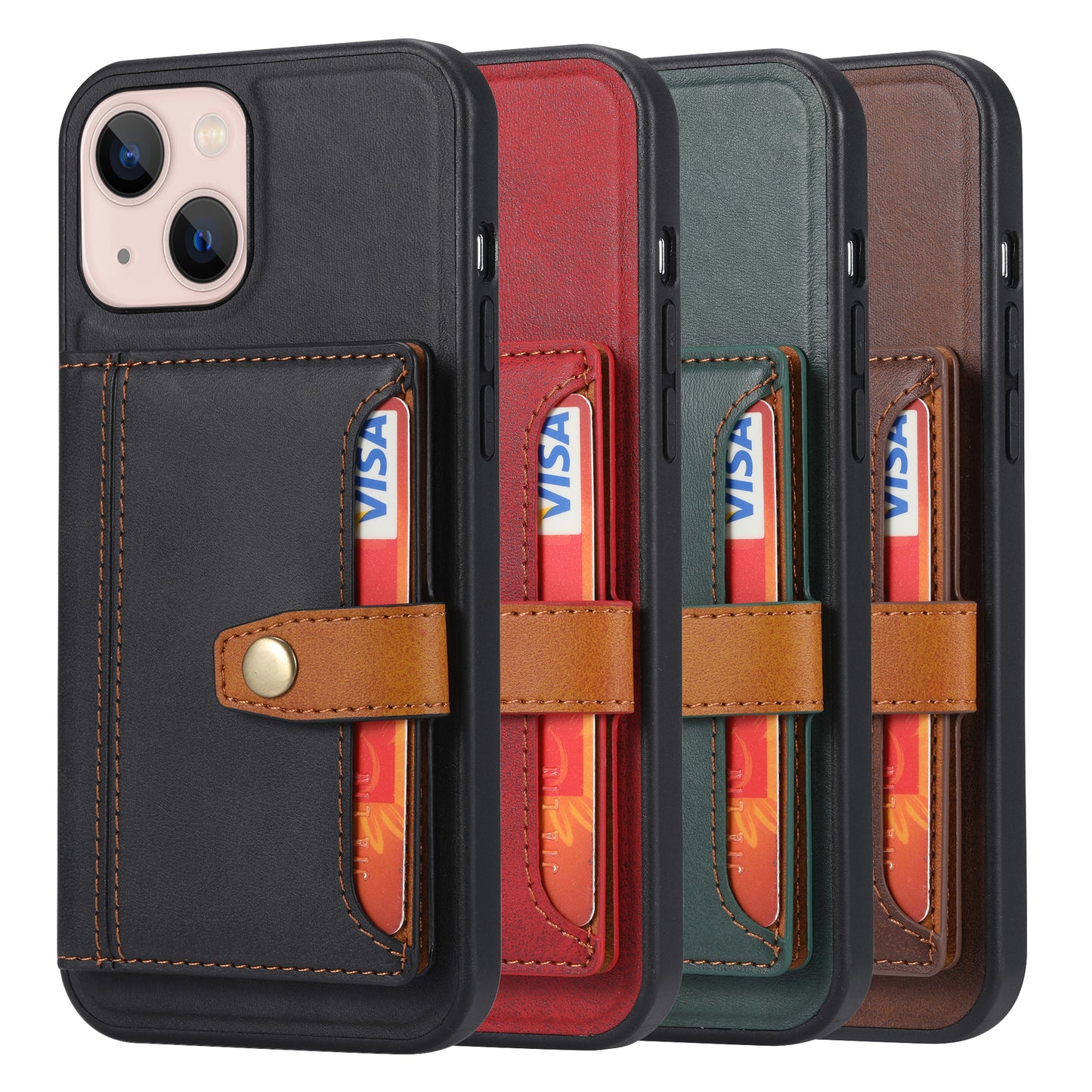 BOYU Buckle Cards Pocket iPhone 13 Leather Case