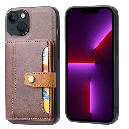 BOYU Buckle Cards Pocket iPhone 14 Leather Case