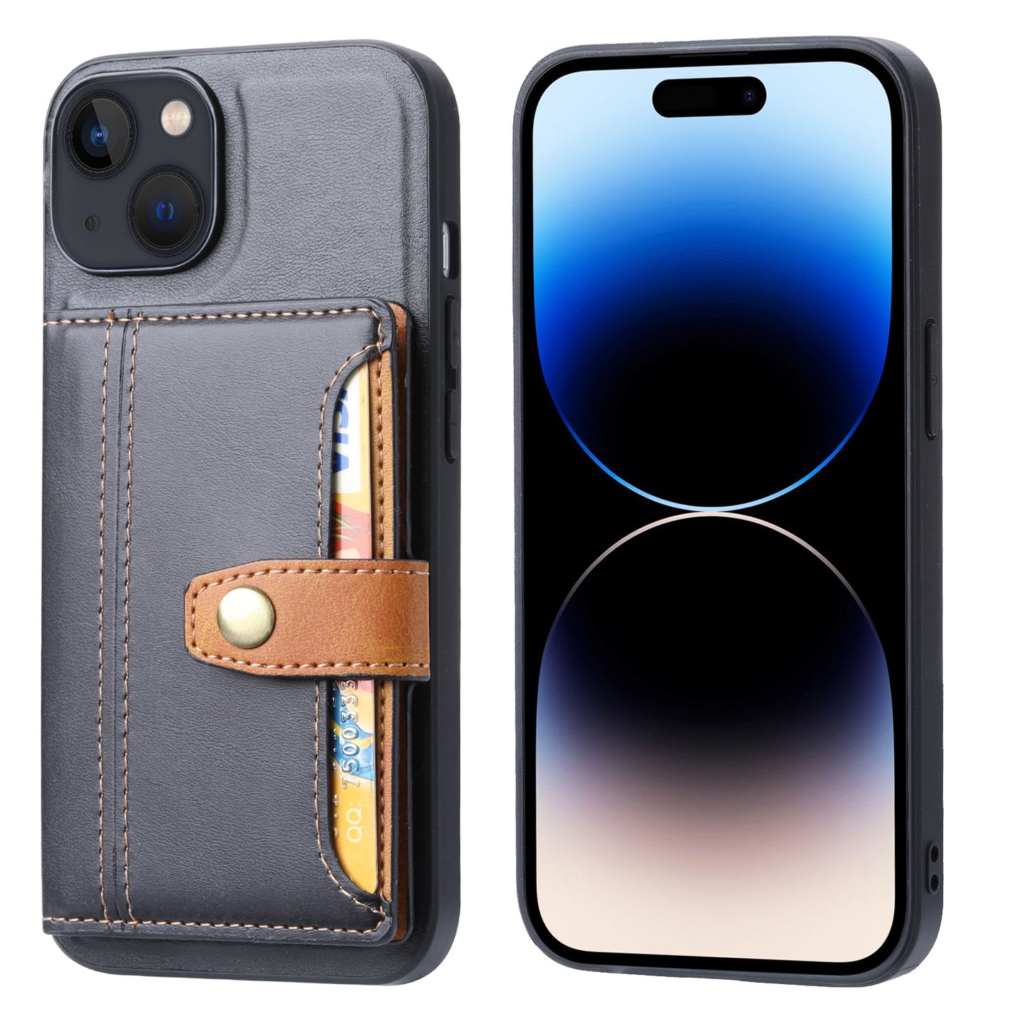 BOYU Buckle Cards Pocket iPhone 15 Leather Case