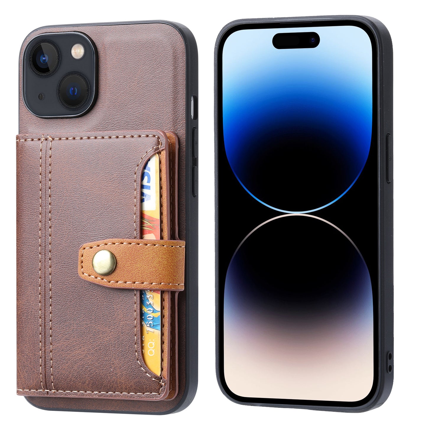 BOYU Buckle Cards Pocket iPhone 15 Leather Case