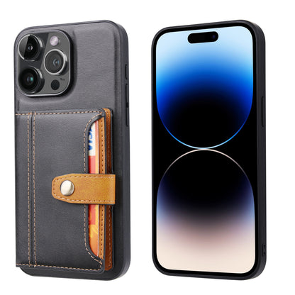 BOYU Buckle Cards Pocket iPhone 16 Pro Leather Case