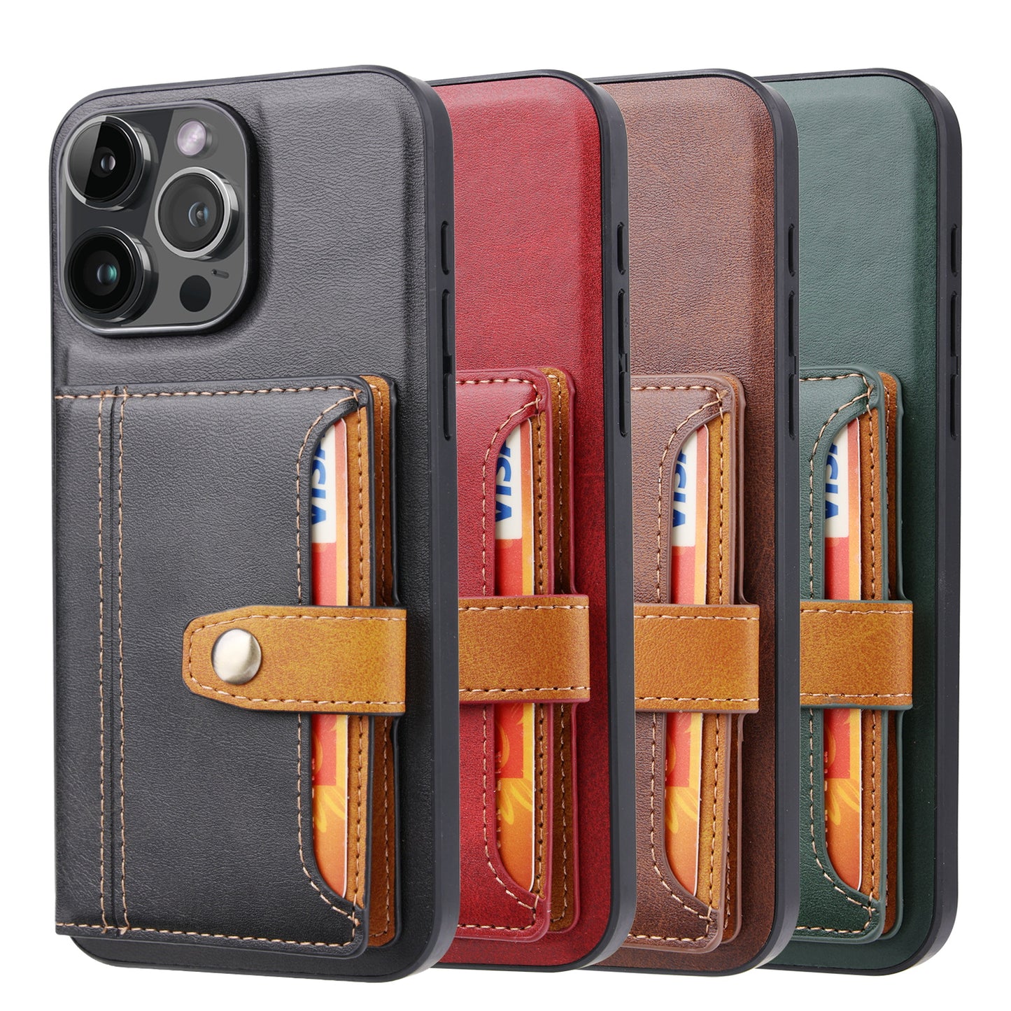 BOYU Buckle Cards Pocket iPhone 16 Pro Leather Case