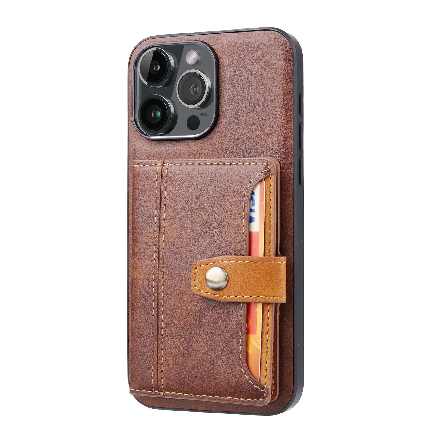 BOYU Buckle Cards Pocket iPhone 16 Pro Leather Case