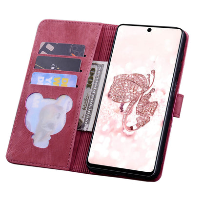 Cat Cherry Blossoms Galaxy S21 Grils Case Retro Leather Embossing Wallet Stand