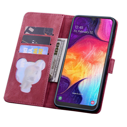 Cat Cherry Blossoms Galaxy A50 Grils Case Retro Leather Embossing Wallet Stand