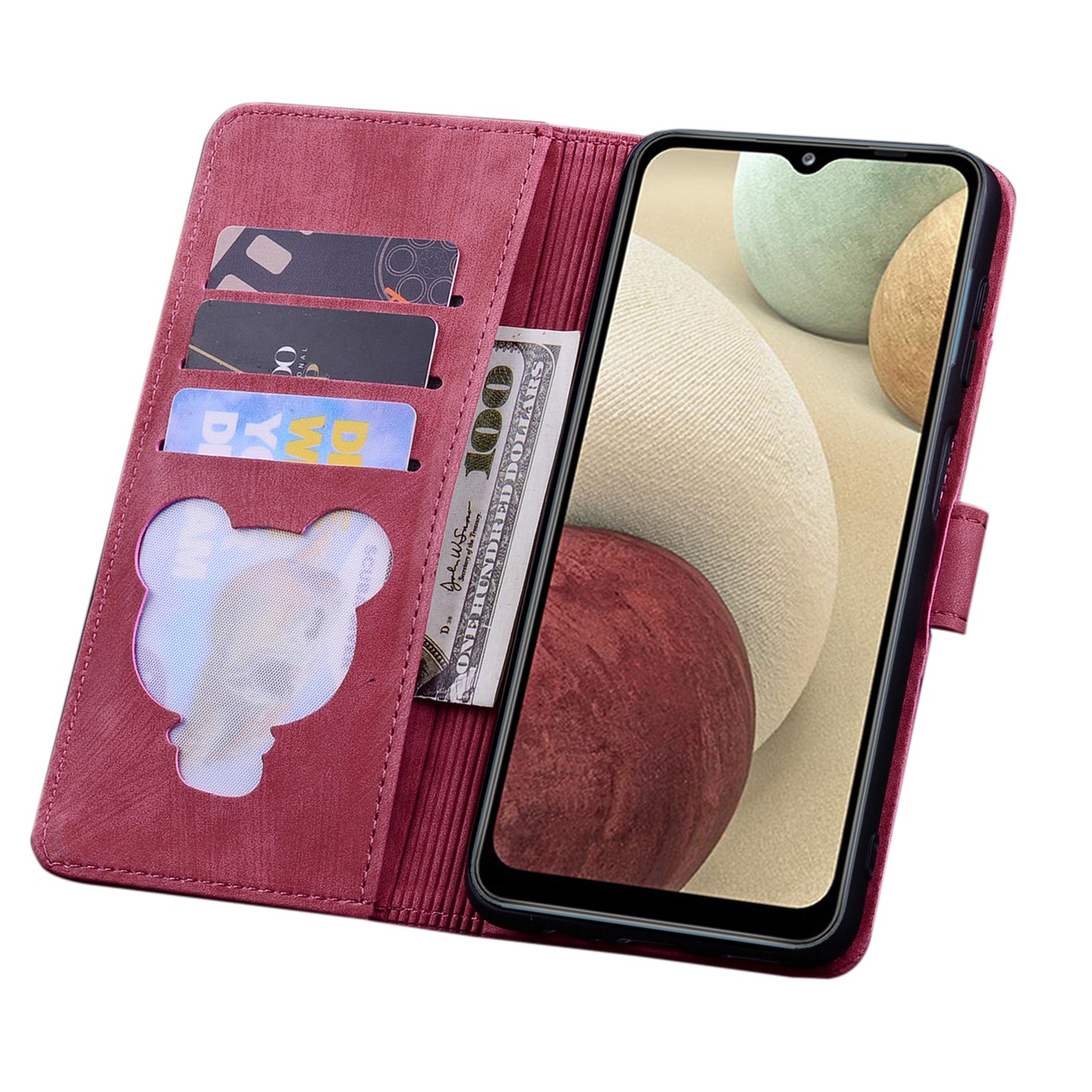 Cat Cherry Blossoms Galaxy A30 Grils Case Retro Leather Embossing Wallet Stand