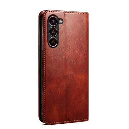 Oil Wax Leather Galaxy S23+ Case Magnetic Wallet Stand Slim Classical