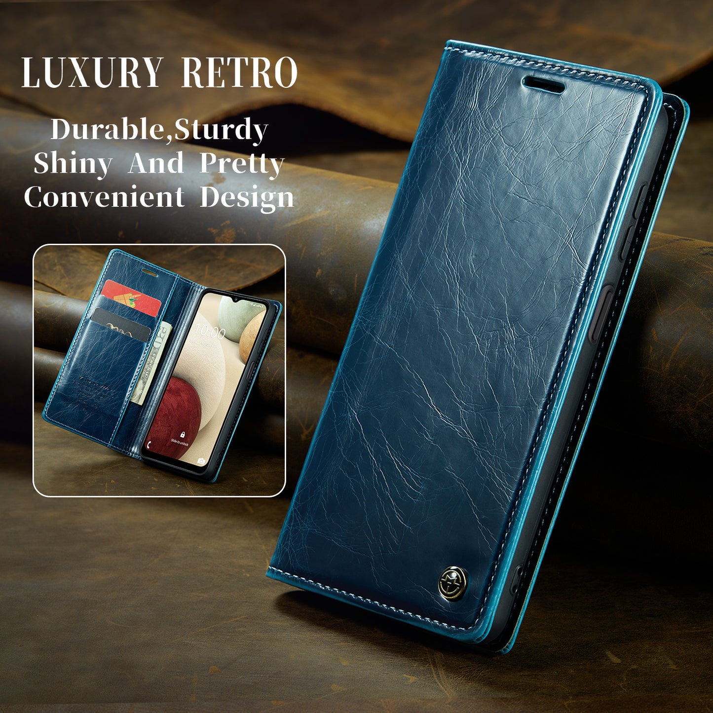 CASEME Luxury Retro Galaxy A12 Leather Case Magnetic