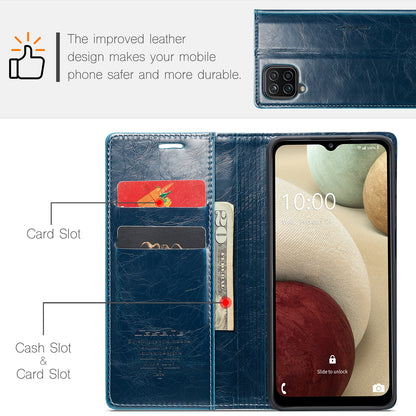 CASEME Luxury Retro Galaxy A12 Leather Case Magnetic