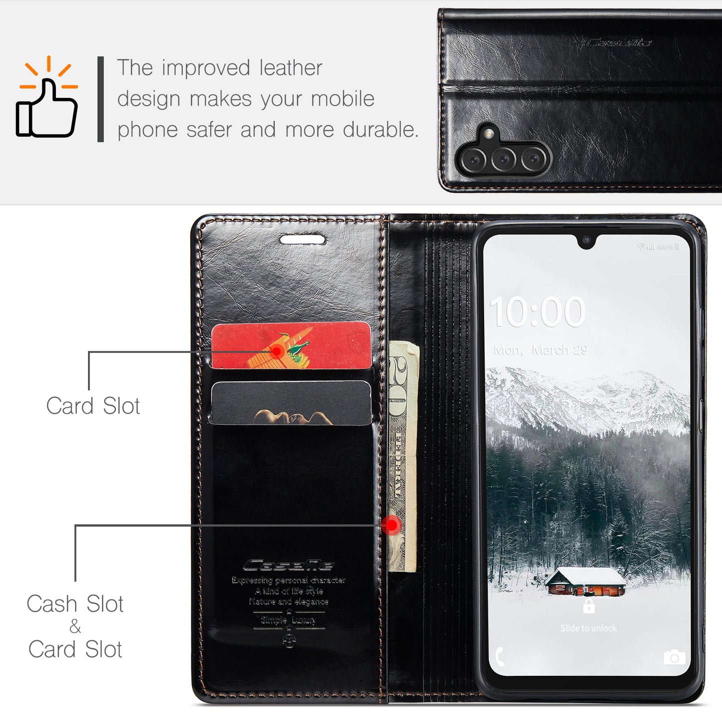 CASEME Luxury Retro Galaxy A15 Leather Case Magnetic