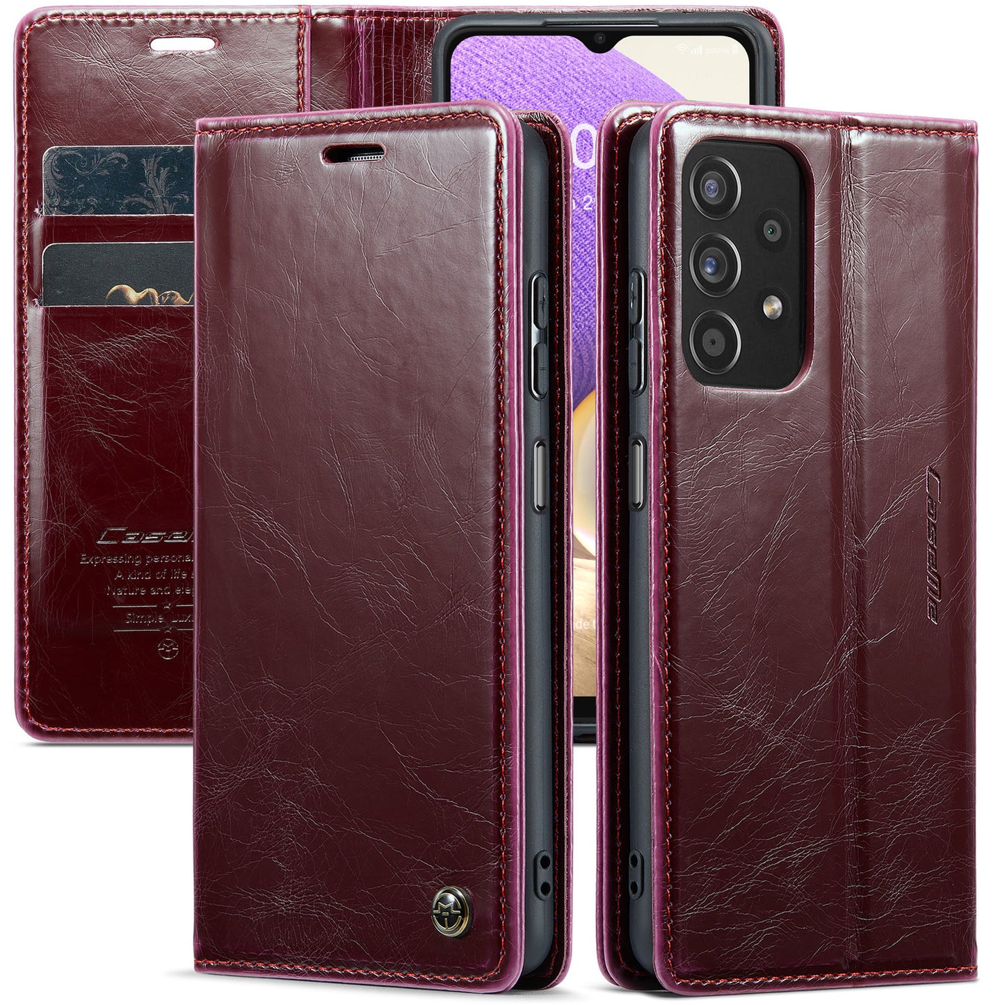 CASEME Luxury Retro Galaxy A42 Leather Case Magnetic