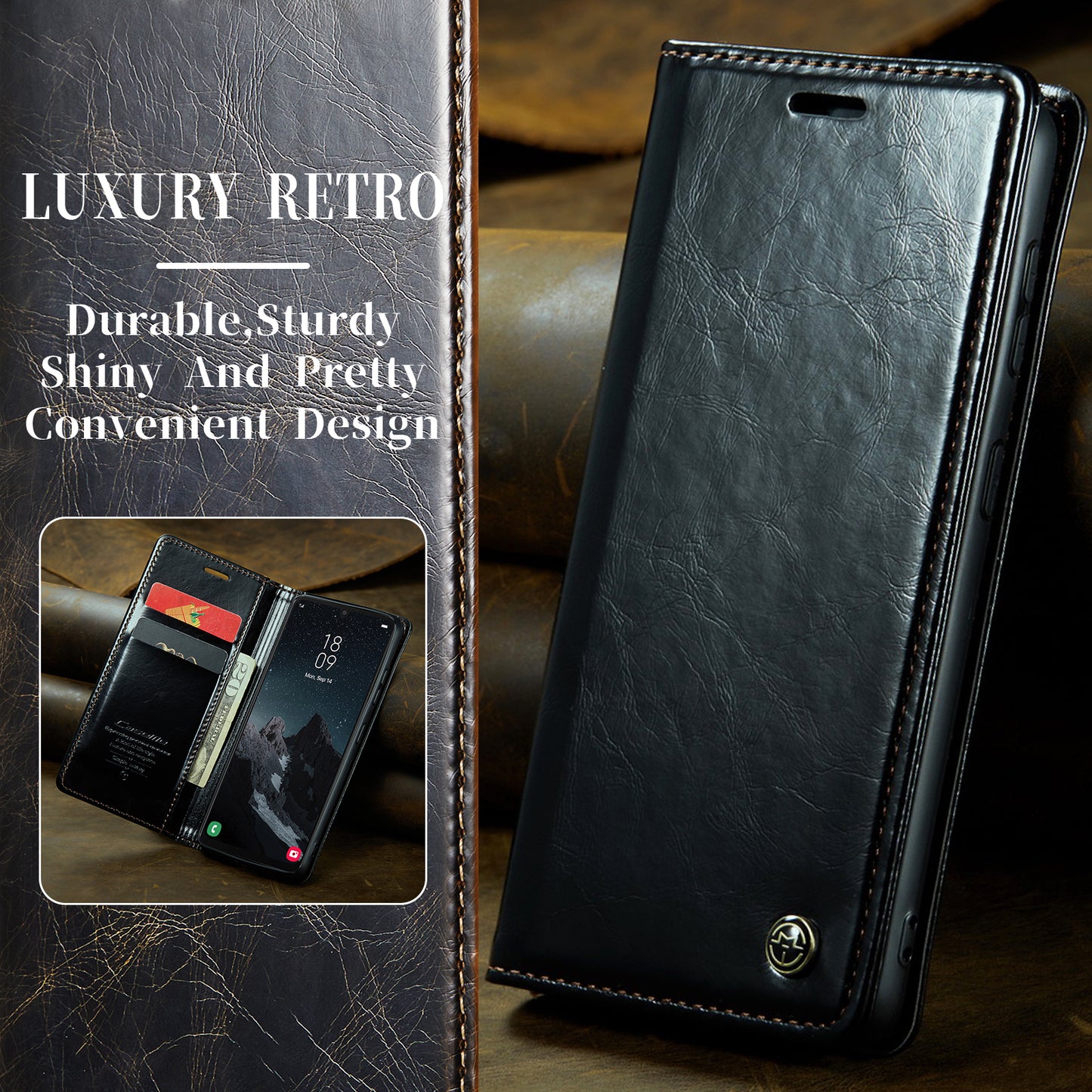 CASEME Luxury Retro Galaxy A34 Leather Case Magnetic