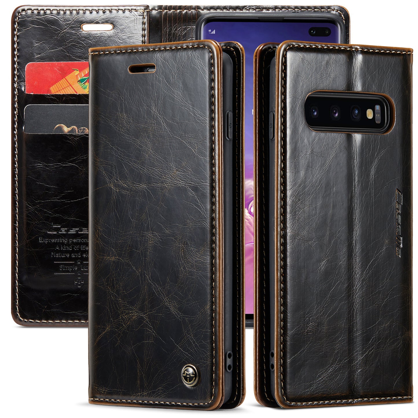 CASEME Luxury Retro Galaxy S10+ Leather Case Magnetic