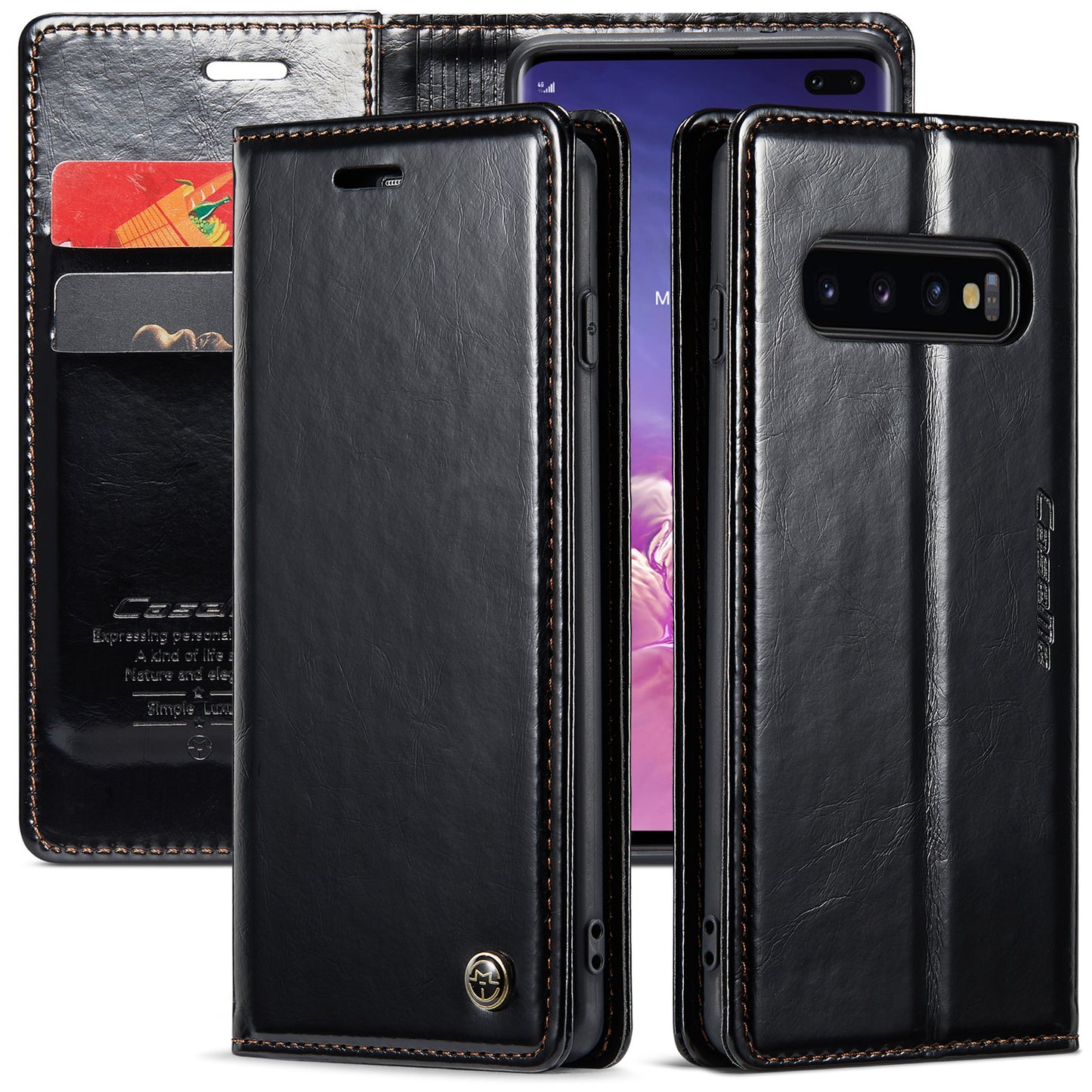 CASEME Luxury Retro Galaxy S10+ Leather Case Magnetic