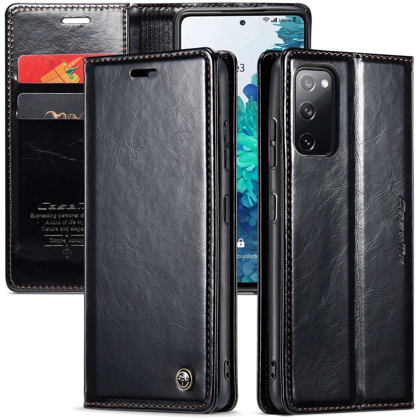 CASEME Luxury Retro Galaxy S20 FE Leather Case Magnetic