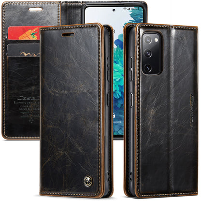 CASEME Luxury Retro Galaxy S20 FE Leather Case Magnetic