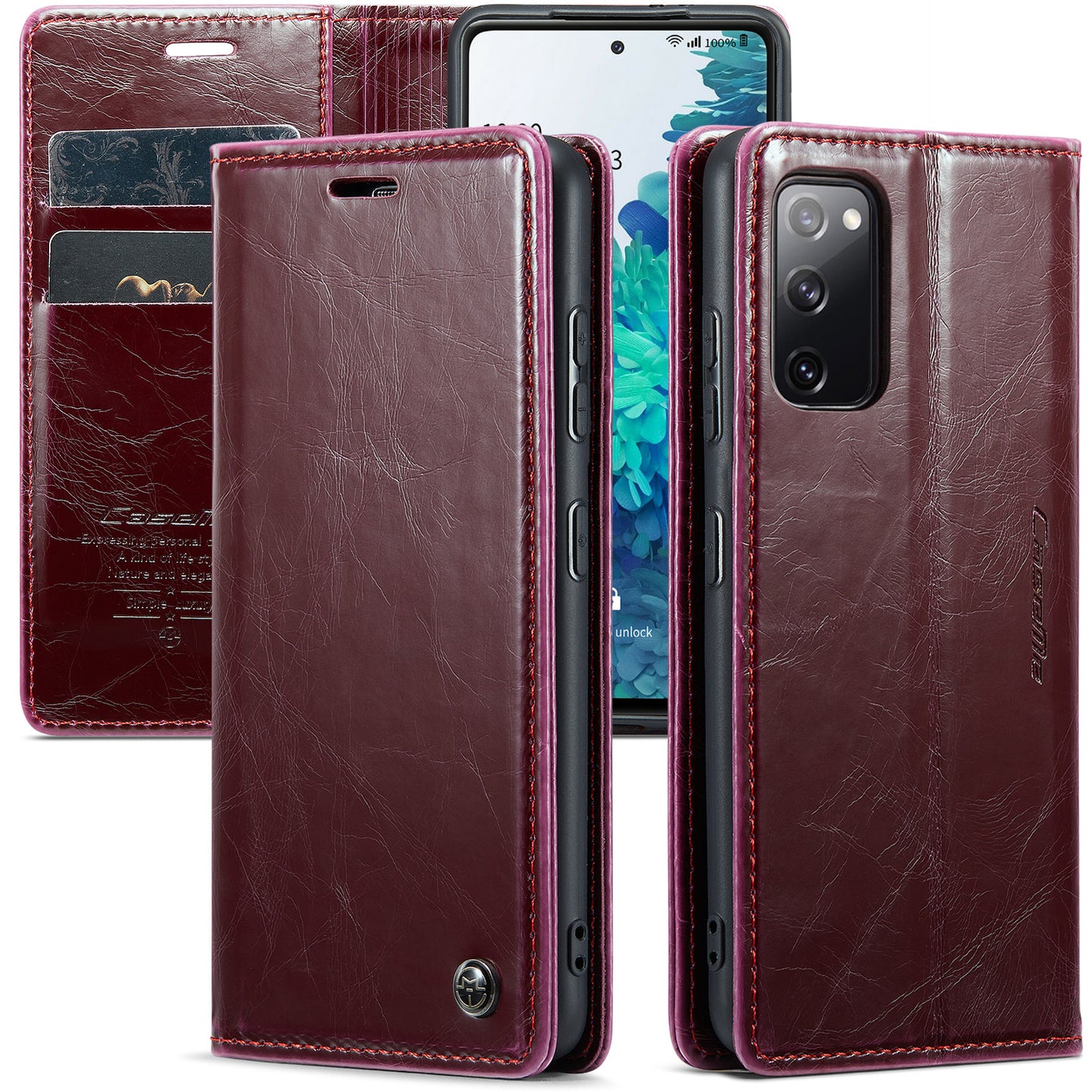 CASEME Luxury Retro Galaxy S20 FE Leather Case Magnetic