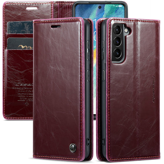 CASEME Luxury Retro Galaxy S21 FE Leather Case Magnetic