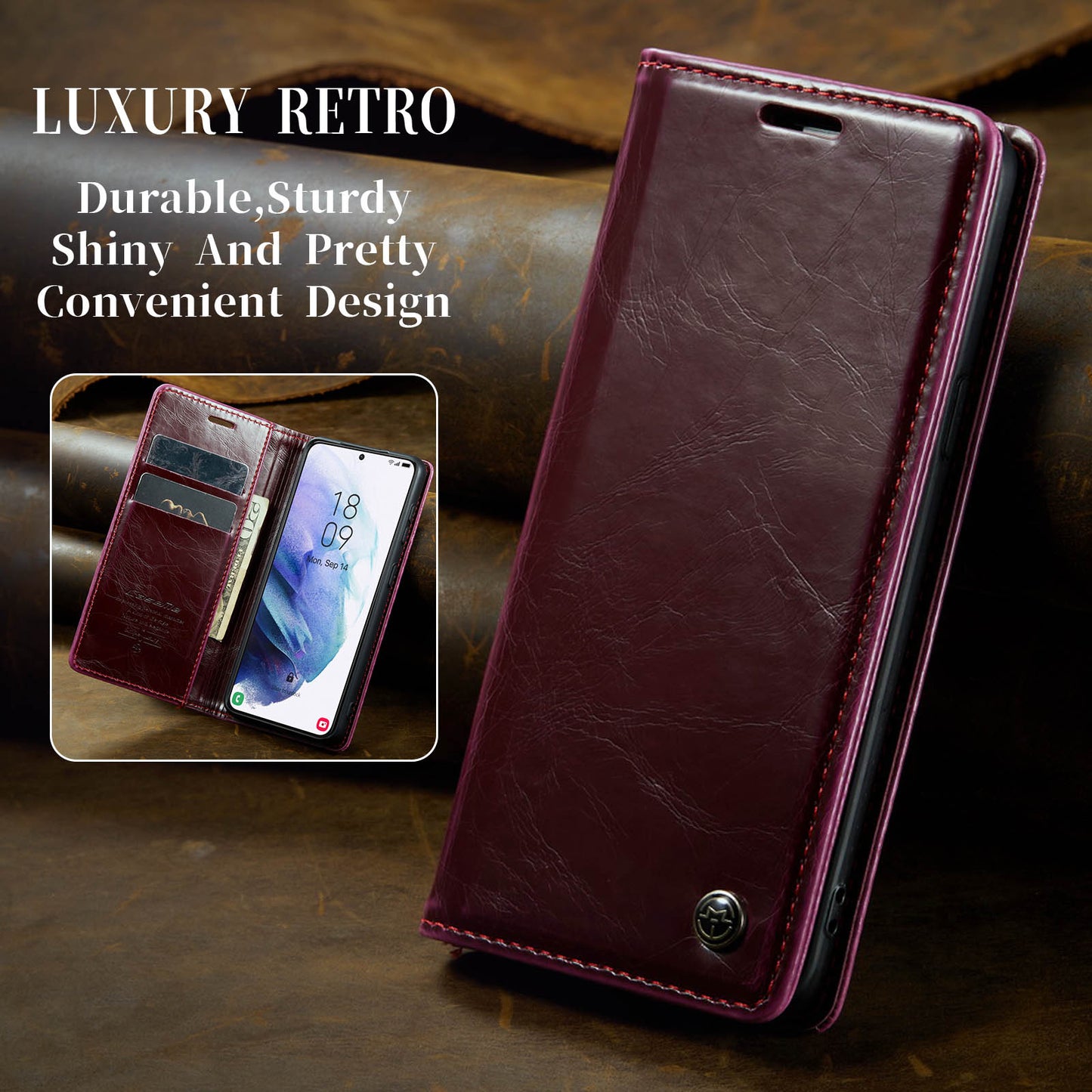 CASEME Luxury Retro Galaxy S21+ Leather Case Magnetic