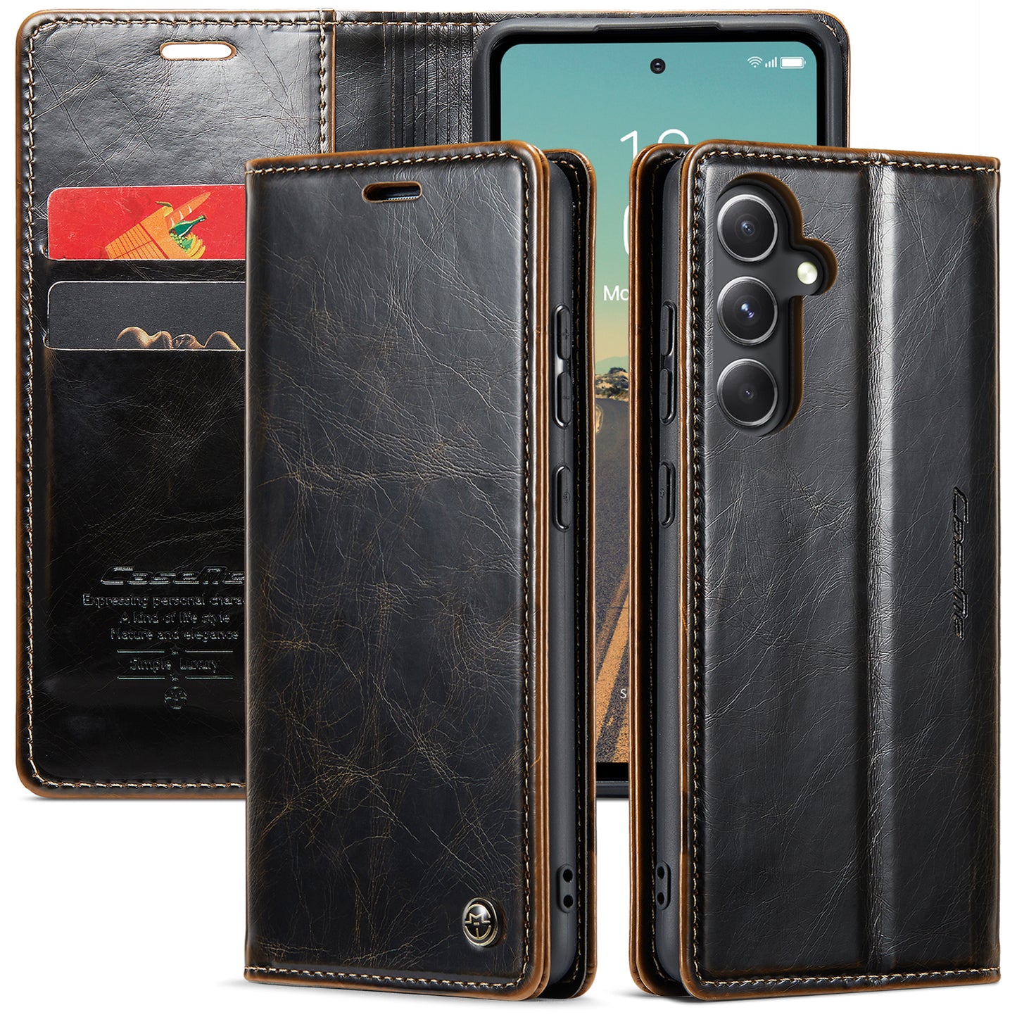 CASEME Luxury Retro Galaxy S23 FE Leather Case Magnetic