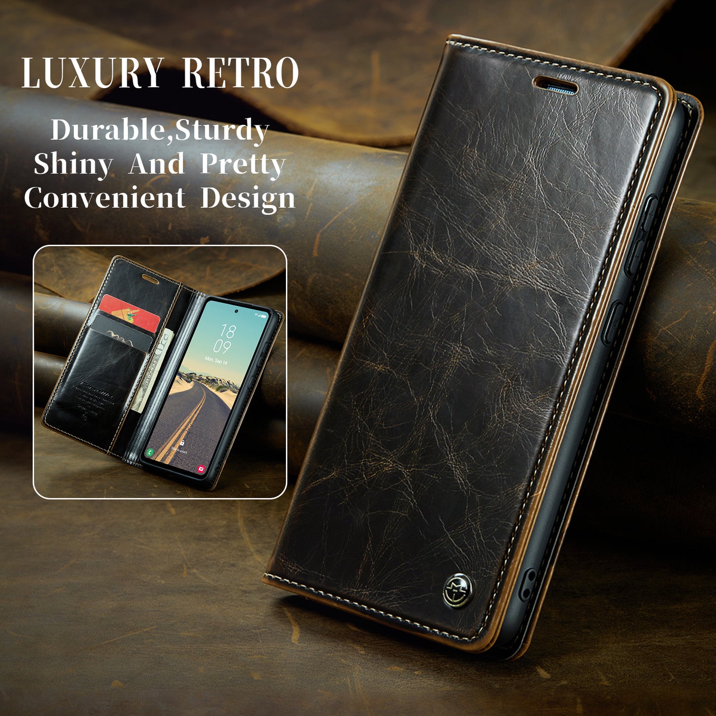 CASEME Luxury Retro Galaxy S23 FE Leather Case Magnetic